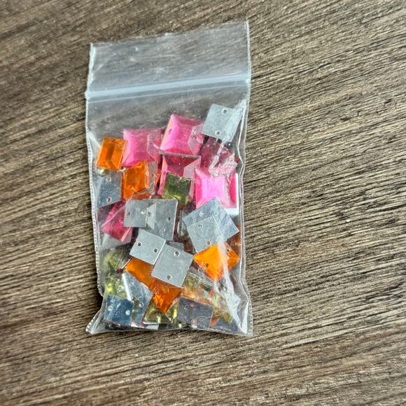 NWOT Ofray Pink Orange Yellow Colorful Square Mosaic Tile Beads - Picture 2 of 5